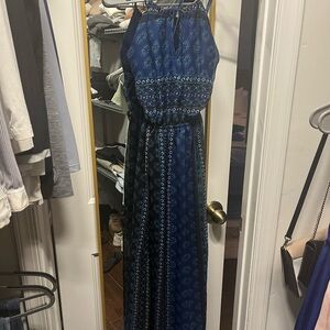 Elegant Blue Halter Maxi Dress